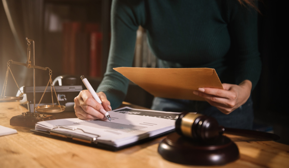 Lawyer singing in documents, filling court records, job responsibilities in office.